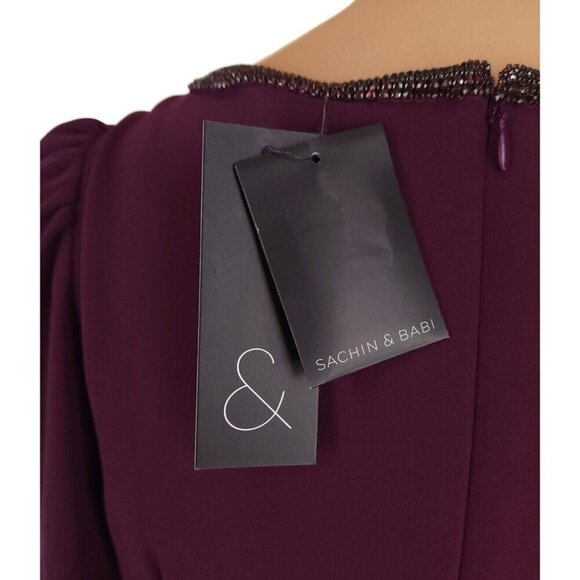 Sachin & Babi Ginny Crystal-trimmed Crepe Gown Size 4 Plum $695 - Picture 12 of 14